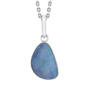 Sterling Silver Opal Doublet Abstract Necklace D