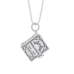 Sterling Silver Persuasion Austen Engrave Book Pendant