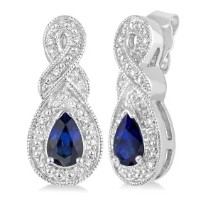 Sterling Silver Sapphire and Diamond Earrings