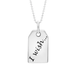Sterling Silver Small Tag “I Wish” Necklace