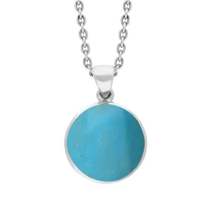 Sterling Silver Turquoise Plain Round Necklace