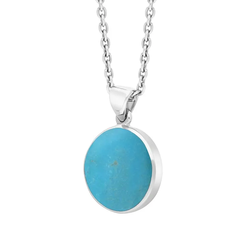 Sterling Silver Turquoise Plain Round Necklace