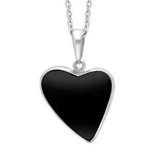 Sterling Silver Whitby Jet Abstract Heart Necklace