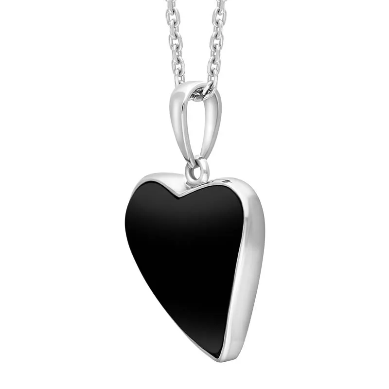Sterling Silver Whitby Jet Abstract Heart Necklace
