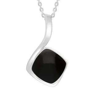Sterling Silver Whitby Jet Cushion Curve Top Necklace