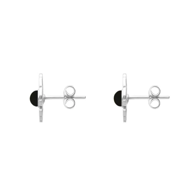 Sterling Silver Whitby Jet Flower Stud Earrings