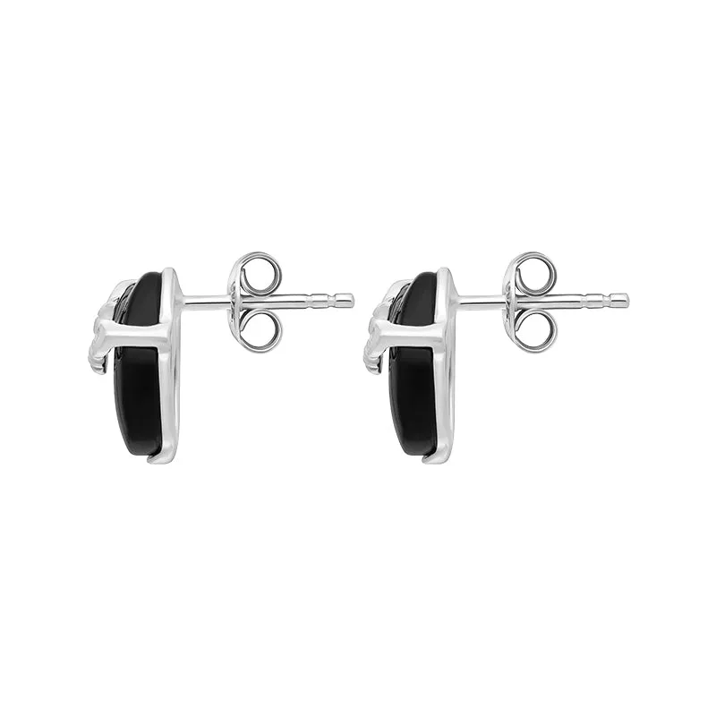 Sterling Silver Whitby Jet Small Bee Earrings