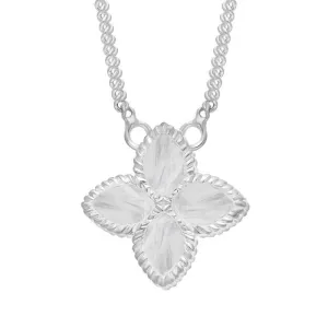 Sterling Silver White Mother of Pearl Eden Small Marquise Flower Necklace