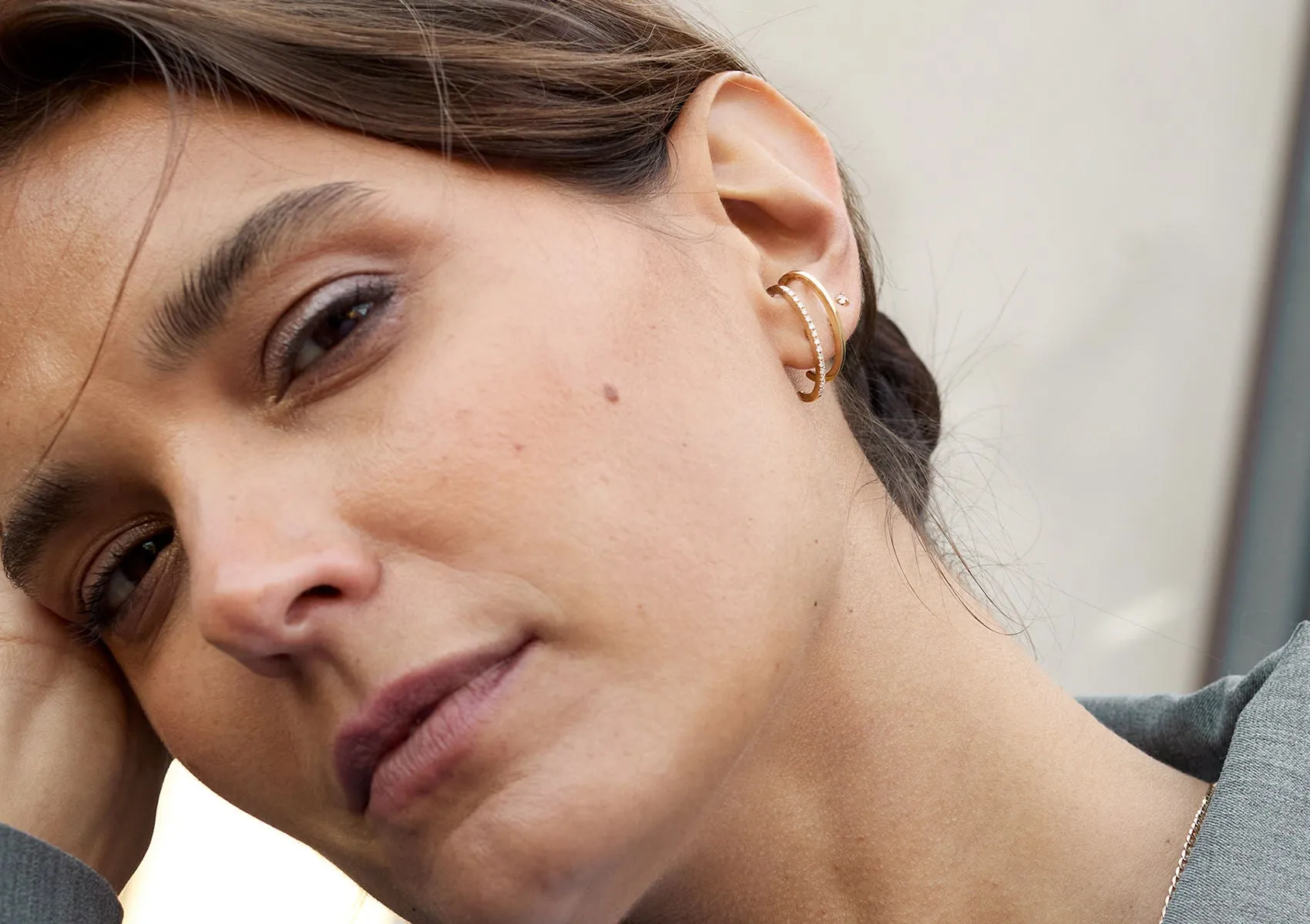 Suspender 14K Gold Earring