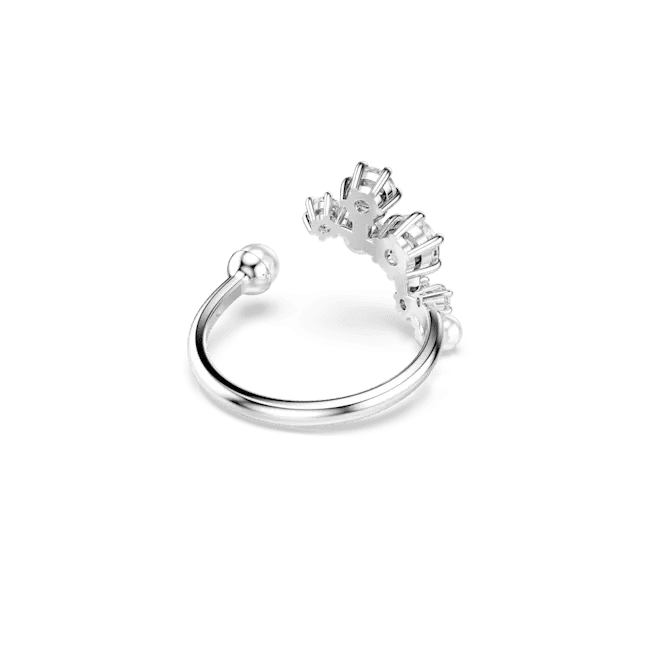 Swarovski Constella open Ring Crystal pearl Round cuts White Rhodium plated Size 52