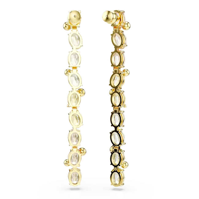 Swarovski Gema Drop Earrings Asymmetrical design Mixed cuts Multicolored Gold-tone plated