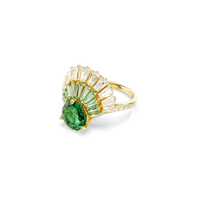 Swarovski Idyllia Ring Mixed Cuts Shell Green Gold-Tone Plated
