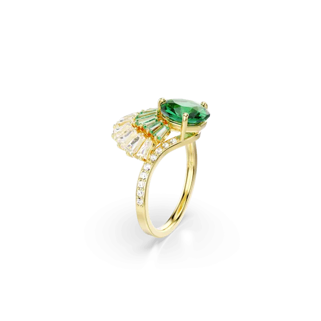 Swarovski Idyllia Ring Mixed Cuts Shell Green Gold-Tone Plated