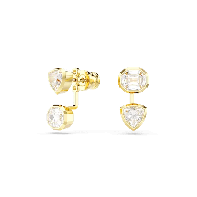 Swarovski Imber Earring Jackets Asymmetrical Design Mixed Cuts White Gold-Tone Plated