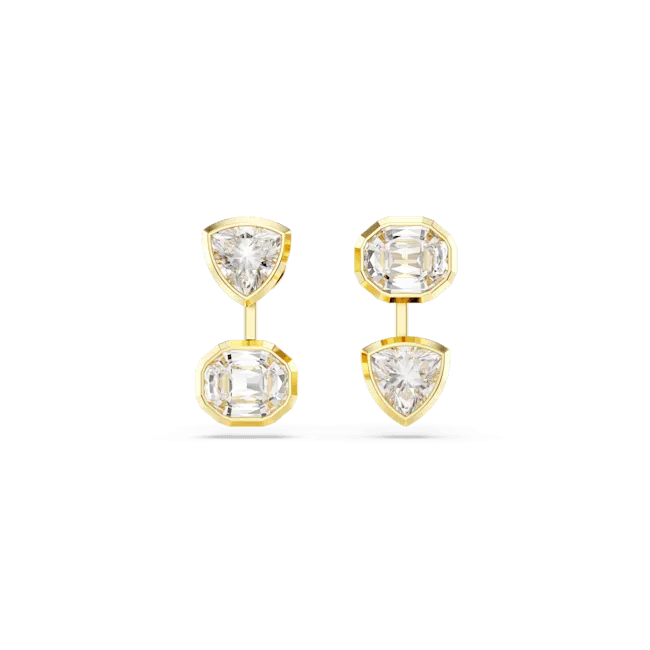 Swarovski Imber Earring Jackets Asymmetrical Design Mixed Cuts White Gold-Tone Plated