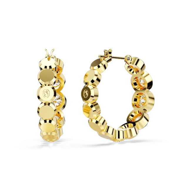 Swarovski Imber Hoop Earrings Round cut White Gold-tone plated