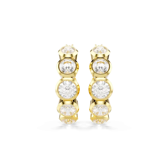 Swarovski Imber Hoop Earrings Round cut White Gold-tone plated