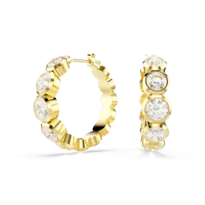 Swarovski Imber Hoop Earrings Round cut White Gold-tone plated