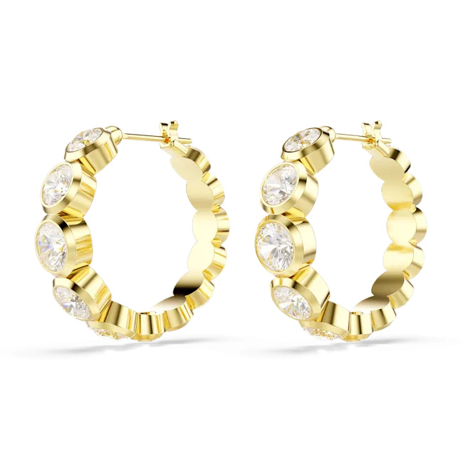 Swarovski Imber Hoop Earrings Round cut White Gold-tone plated