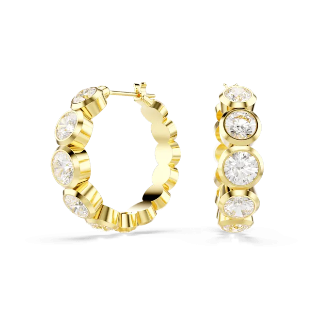 Swarovski Imber Hoop Earrings Round cut White Gold-tone plated
