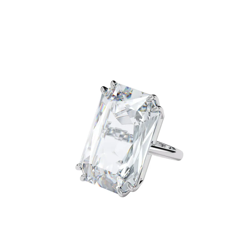 Swarovski Mesmera Cocktail Ring Oversized Crystal, White, Rhodium Plated