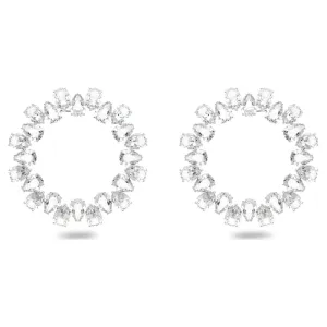 Swarovski Millenia Earrings Circle Pear cut crystals Large White Rhodium plated