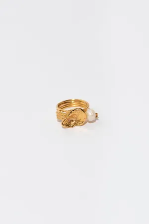 The Pink Gold Plated Ring w. Pearl