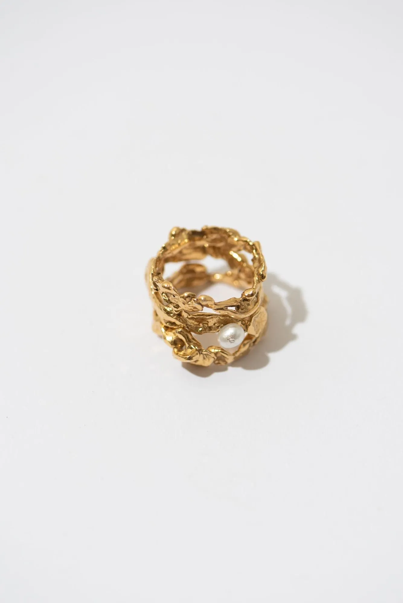 The Stackable Gold Plated Ring w. Pearl - Set of 3