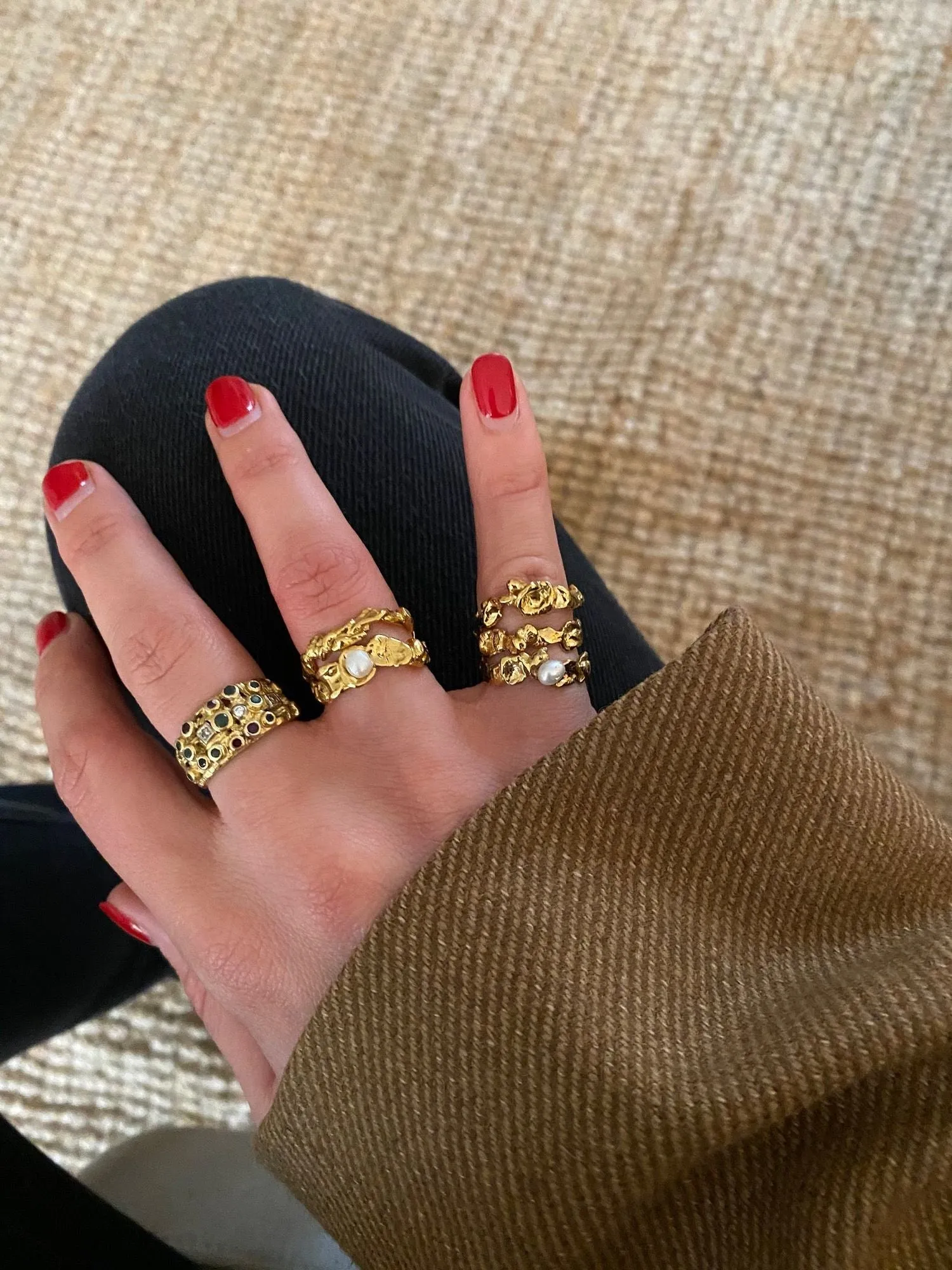 The Stackable Gold Plated Ring w. Pearl - Set of 3