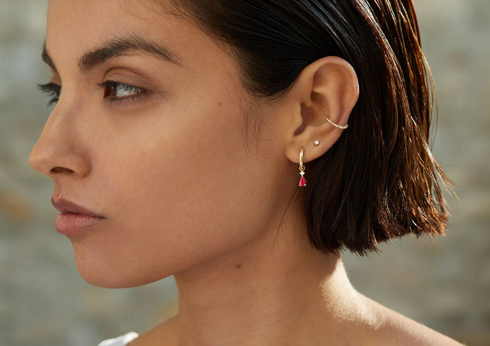 Three Prong Diamond 14K Gold Stud
