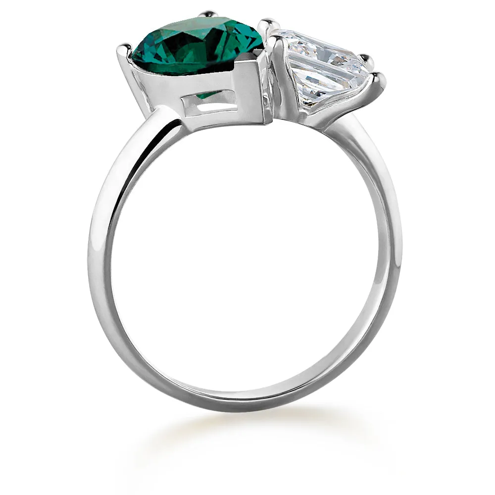 Toi et Moi Tru-Emerald and Princess Cut Ring
