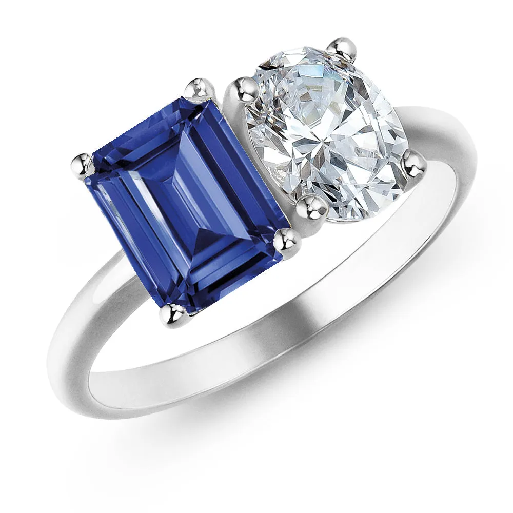 Toi et Moi Tru-Sapphire and Oval Cut Ring