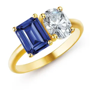 Toi et Moi Tru-Sapphire and Oval Cut Ring