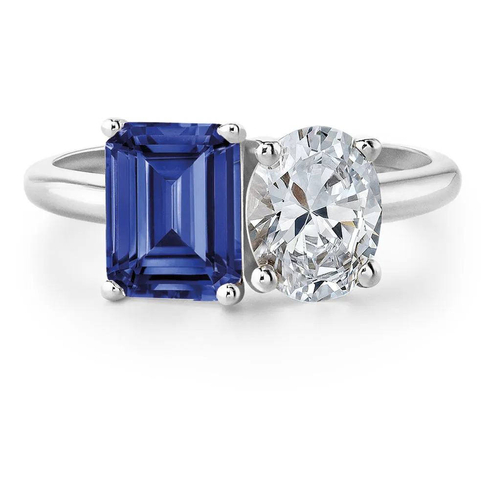 Toi et Moi Tru-Sapphire and Oval Cut Ring