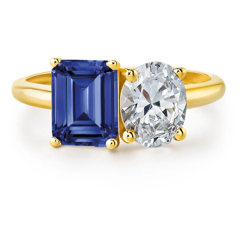 Toi et Moi Tru-Sapphire and Oval Cut Ring
