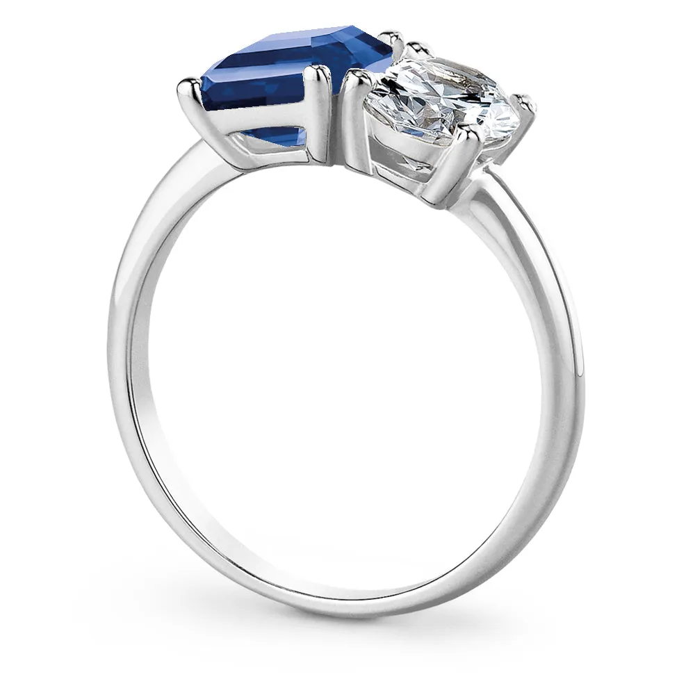 Toi et Moi Tru-Sapphire and Oval Cut Ring