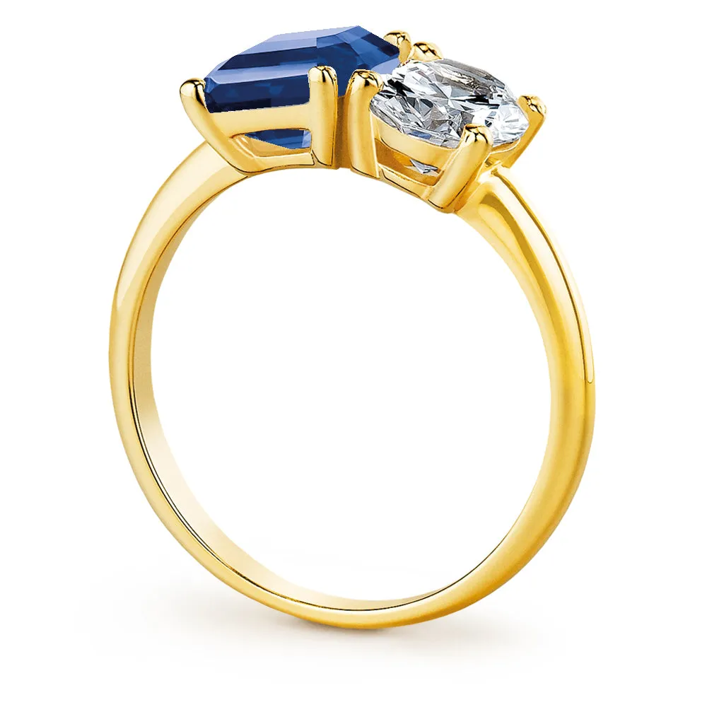Toi et Moi Tru-Sapphire and Oval Cut Ring