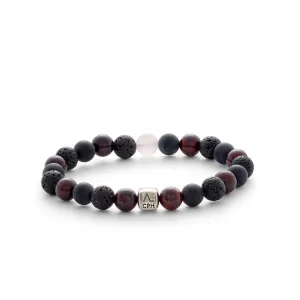Tokyo (8mm) Silver Bracelet w. Heliotrope, Onyx, Lava & Quartz
