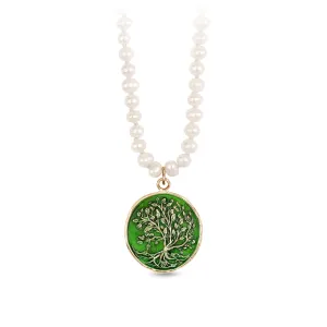 Tree of Life 14K Gold Talisman on Knotted Freshwater Pearl Necklace - True Colors