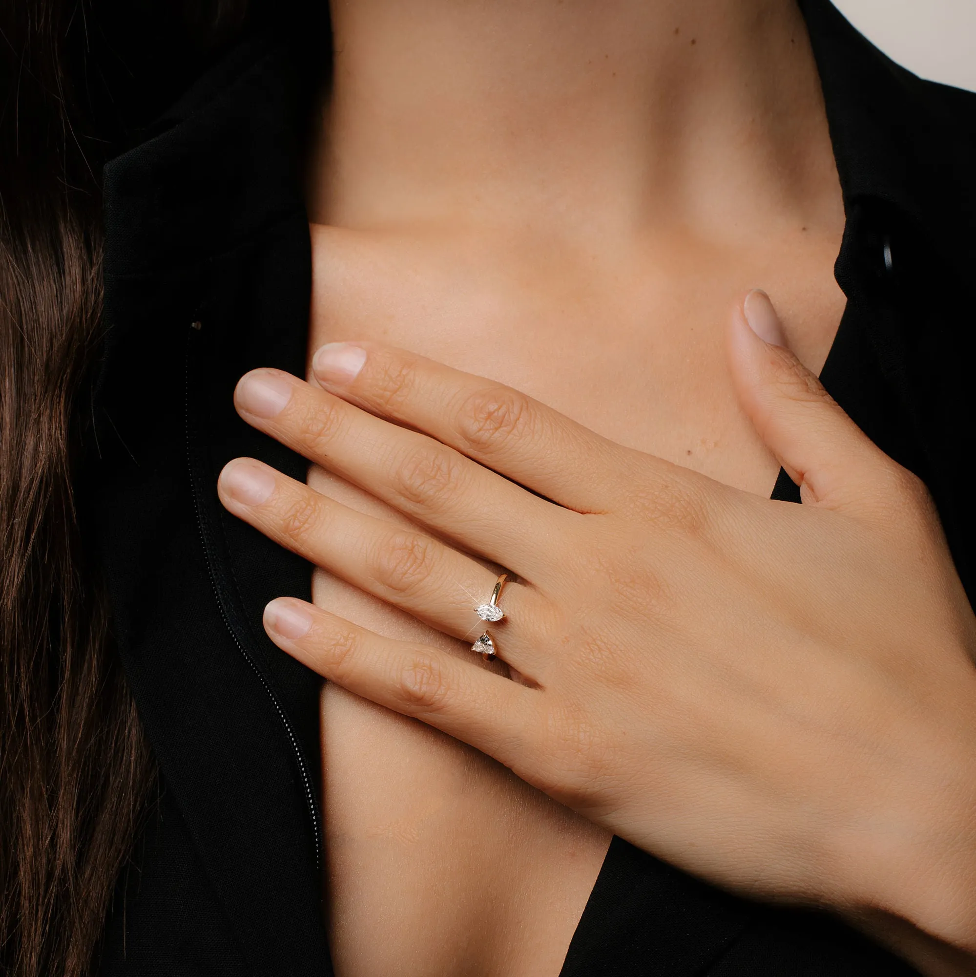 Trillion & Marquise Mixed Cuff 14K Gold Ring w. Lab-Grown Diamonds