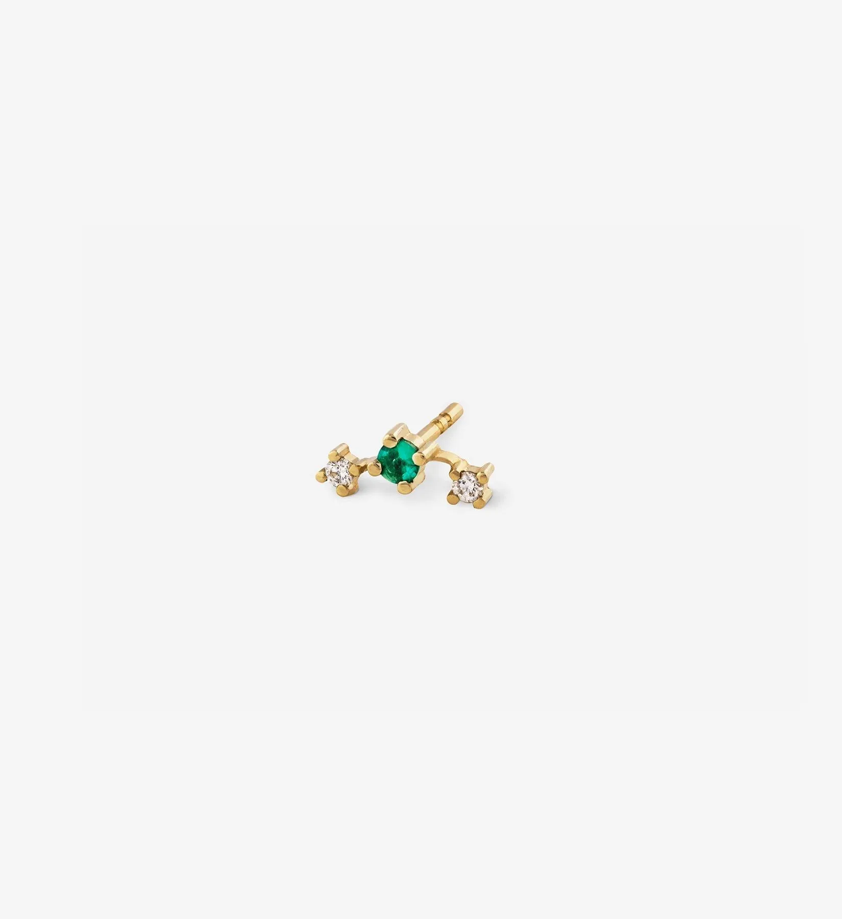 Trio Emerald Stud 0.09 in 14K Gold - Single