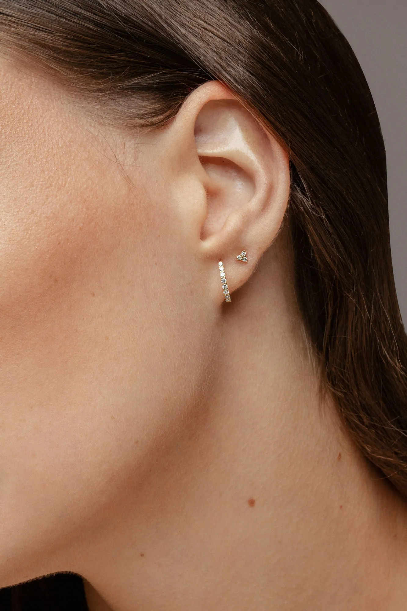 Trio Piercing 18K White Gold Earring w. Lab-Grown Diamonds
