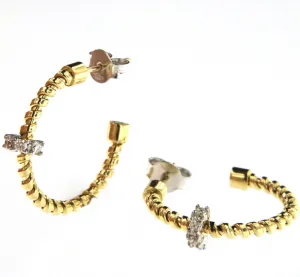 Tubogas 18K Gold Hoops w. Diamonds