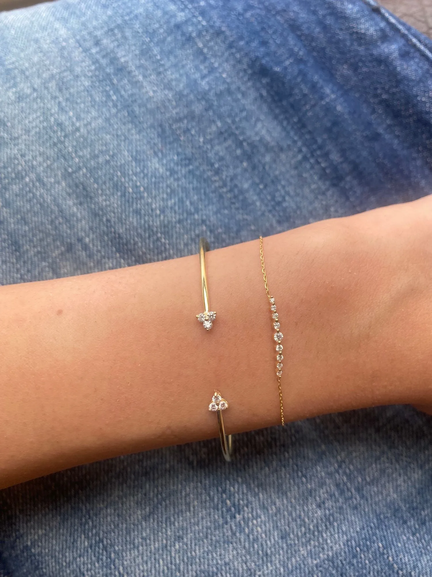 Twin Flame Cuff 18K White Gold Bracelet w. Diamonds