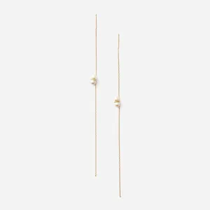 Twin Pearl American 18K Gold Earrings