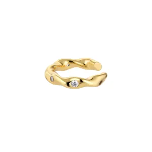Twist 18K Gold Plated Ear Cuff w. Zirconia