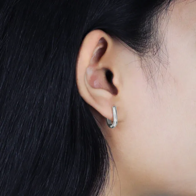 U-Shaped Huggie Hoop Earrings