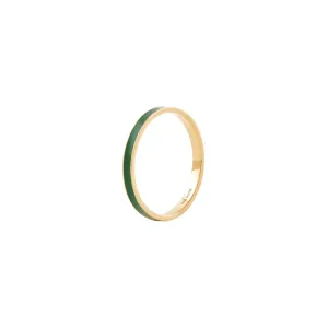 Unisex I 18K Gold Ring w. Green Lacquer