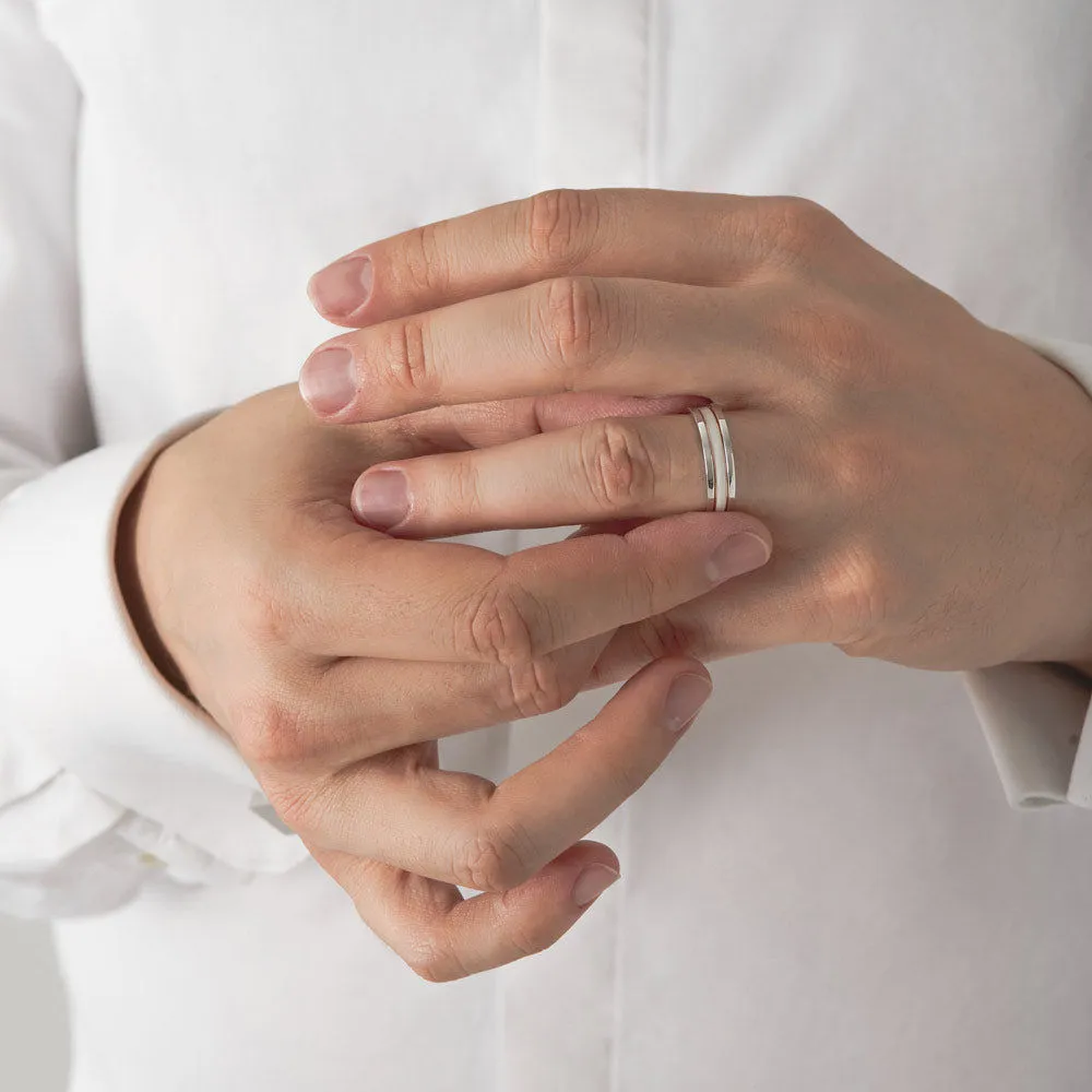 Unisex We 18K Whitegold & Rosegold Ring w. White Lacquer