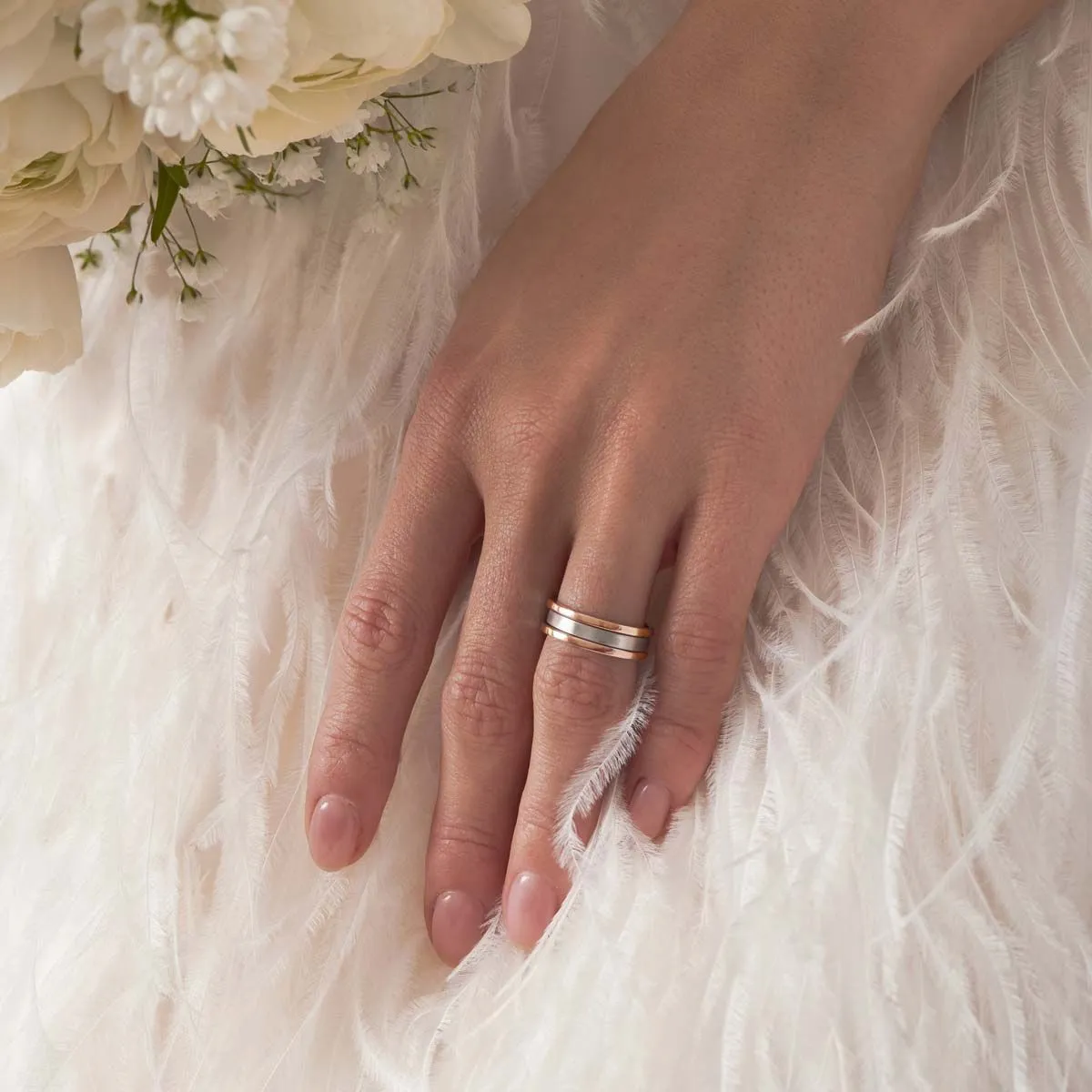 Unisex We Matt 18K Rosegold & Whitegold Ring